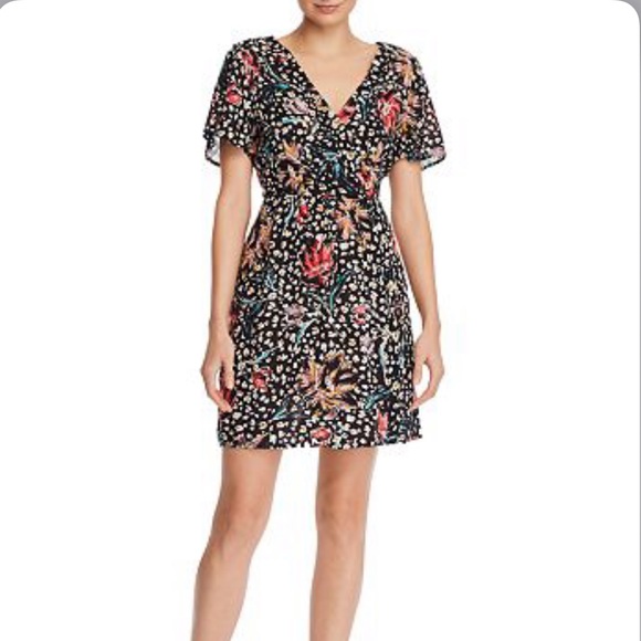 NWOT AQUA Leopard Floral A-Line Dress - Picture 2 of 8